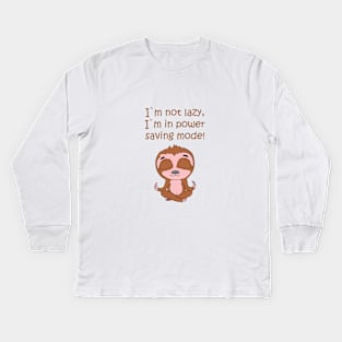 Funny Cute Meditating Sloth in power saving mode Kids Long Sleeve T-Shirt